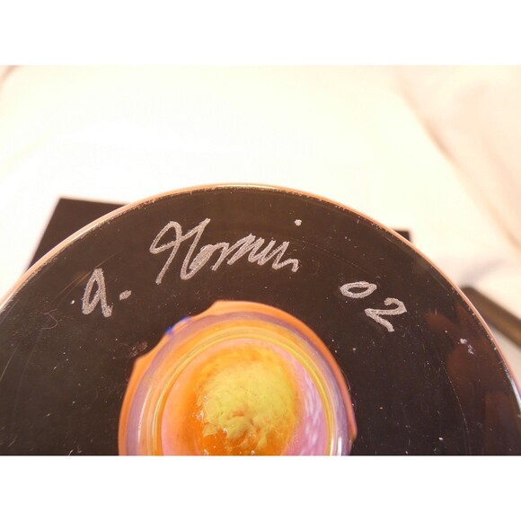 Handblown Studio Glass Art Vase, Multicolored, Signed, 2002 Gallery Purchased - Picture 6 of 9